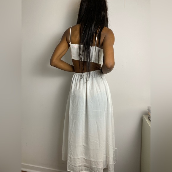 NWT Renamed White Tie Halter Neck Cut Out Midi Summer Dress with Lining Y2K - Picture 7 of 11